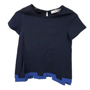 CK Bradley Women’s Tullulah Top in Blue‎ Boxy Greek Key Hem- Size XS